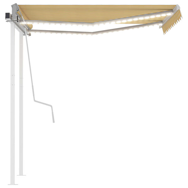 vidaXL Manual Retractable Awning with LED 3.5x2.5 m Yellow and White