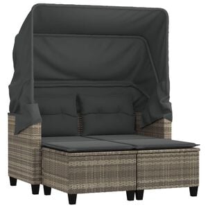 vidaXL Garden Sofa | Light grey | PE rattan, powder-coated steel, polyester