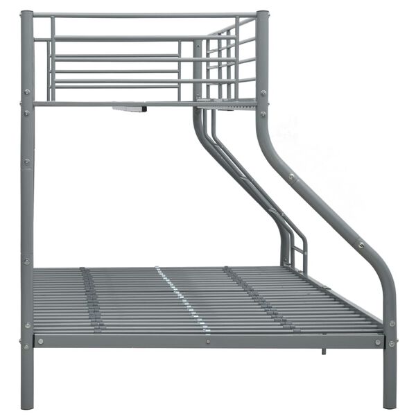 vidaXL Bunk Bed Frame without Mattress Grey Metal 140x200 cm/90x200 cm