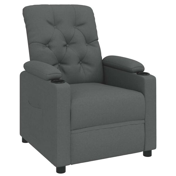 vidaXL Recliner Chair Dark Grey Fabric