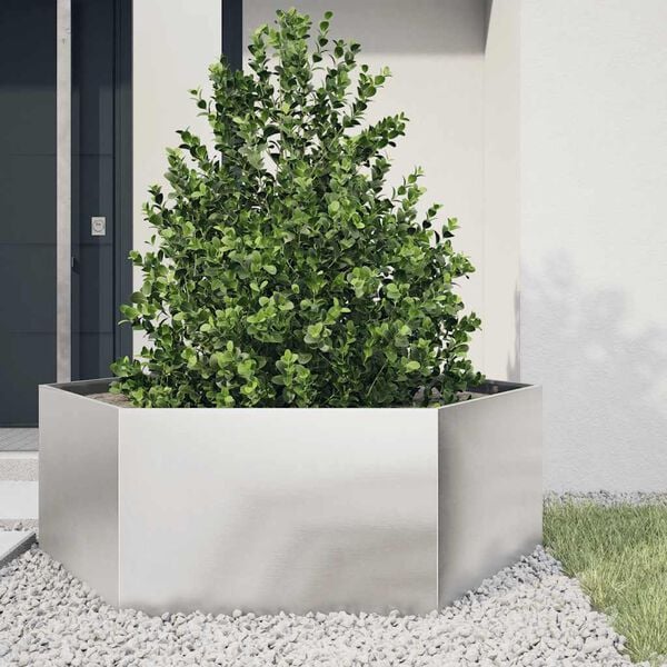 vidaXL Garden Planter Hexagon 138x120x45 cm Stainless Steel