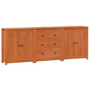 vidaXL Sideboard 3 pcs Wax Brown 210 x 35 x 80 cm Solid Pine Wood