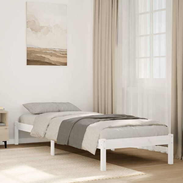 vidaXL Extra Long Bed Frame without Mattress White 80x210 cm Solid Wood Pine