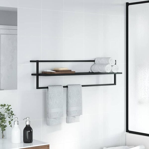 vidaXL Towel Rack Black 95x25x22 cm Iron