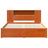 vidaXL Bookcase Bed Frame Wax Brown 140 x 200 cm Solid Pine Wood