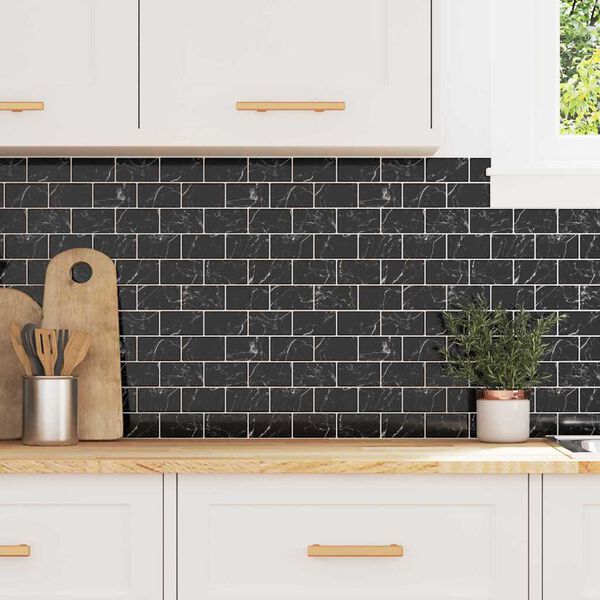 vidaXL Subway Tile 20 pcs Black Marble 30.5 x 30.5 cm