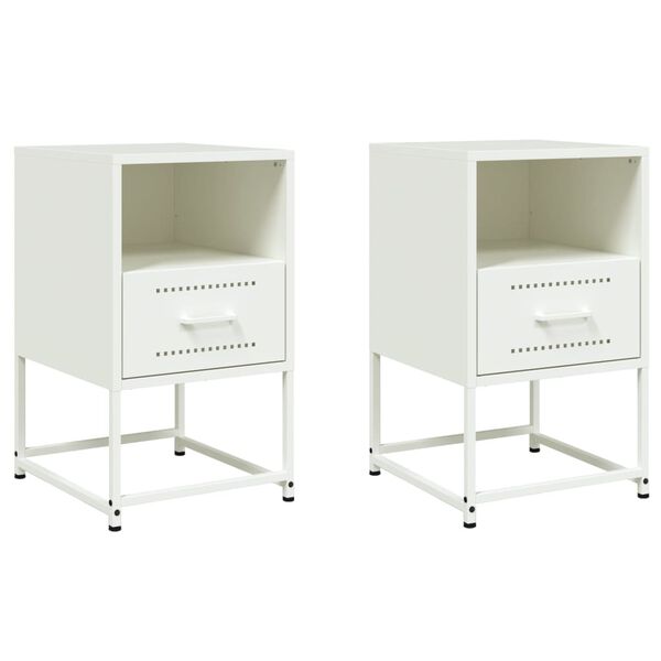 vidaXL Bedside Cabinets 2 pcs White 36x39x60.5 cm Steel