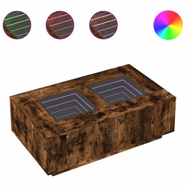 vidaXL Coffee Table with Infinity LED Smoked Oak 116x69x40 cm