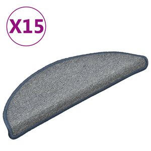 vidaXL Stair Mats 15 pcs 56x17x3 cm Light Grey and Blue Half Round