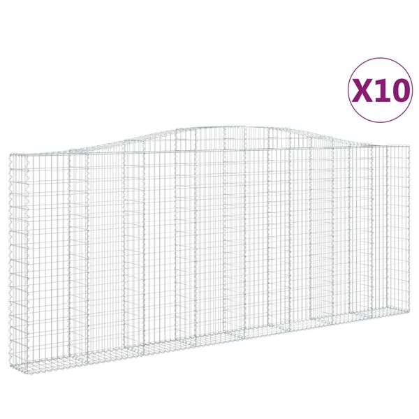 vidaXL Arched Gabion Baskets 10 pcs 400x30x160/180 cm Galvanised Iron