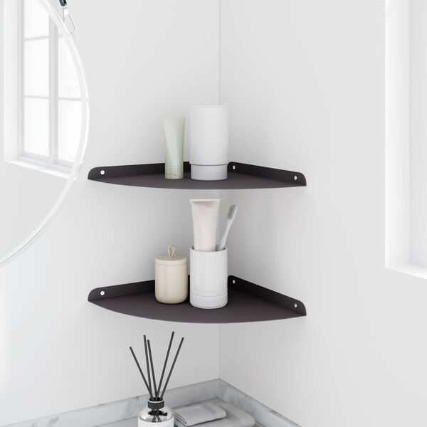 vidaXL Corner Floating Shelf with Shelf 2 pcs Black 30 x 30 x 2 cm
