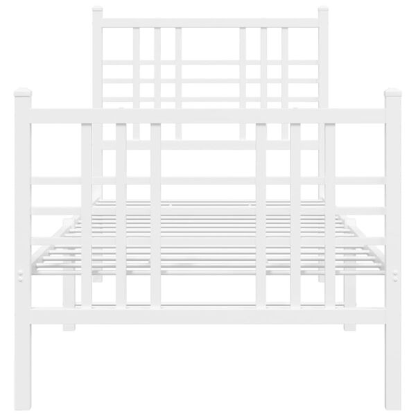 vidaXL Metal Bed Frame without Mattress with Footboard White 80x200cm