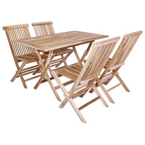 vidaXL Garden Furniture Set 5 pcs Natural Solid Teak Wood