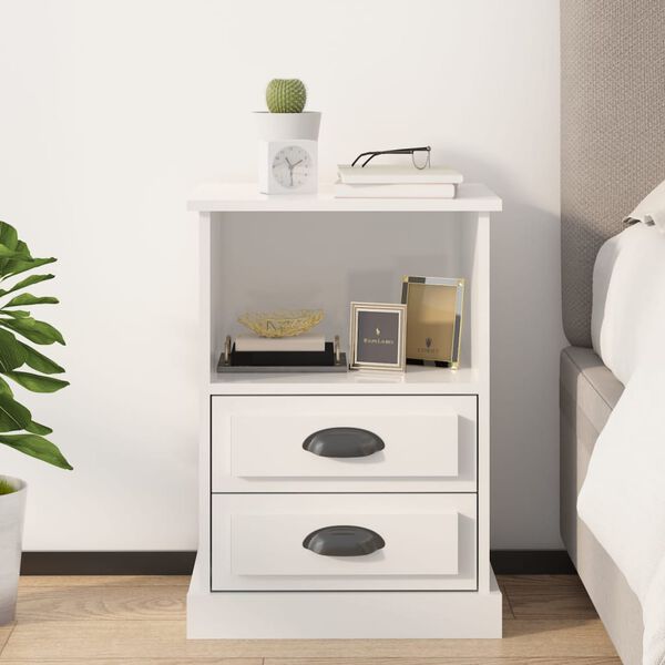 vidaXL Bedside Cabinet High Gloss White 43x36x60 cm