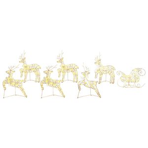 vidaXL LED Reindeers with 40 LEDs 7 pcs Gold PET