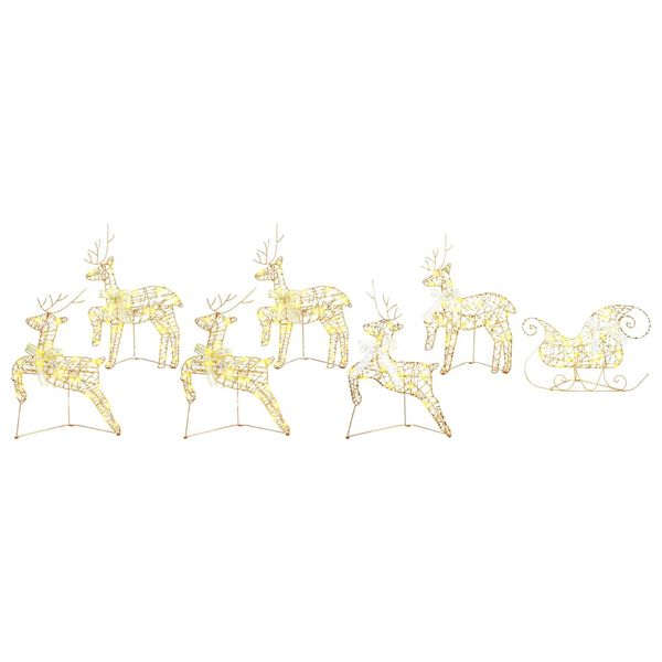 vidaXL LED Reindeers with 40 LEDs 7 pcs Gold PET