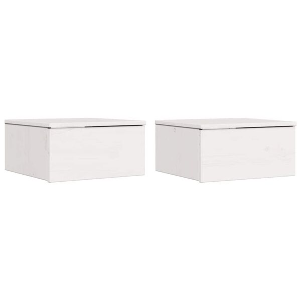 vidaXL Bedside Table 2 pcs White 37 x 35 x 18.5 cm Solid pine wood
