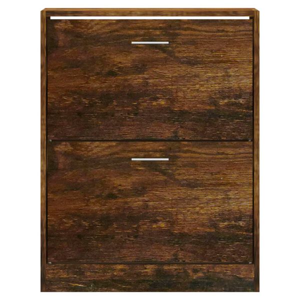 vidaXL Shoe Cabinet Smoked Oak 63x24x81 cm Engineered Wood