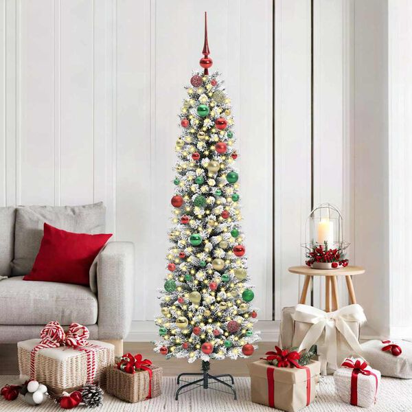 vidaXL Artificial Christmas Tree with 300 LEDs with Stand White 180 cm