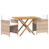 vidaXL 3 Piece Garden Dining Set with Cushions Beige