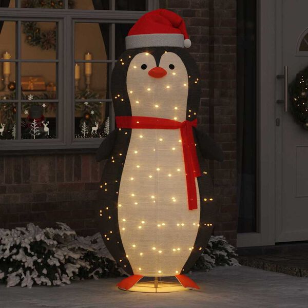 vidaXL Snow Penguin Figure Warm White 78 x 88 x 180 cm Fabric