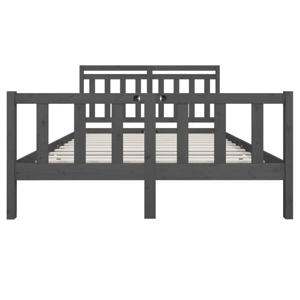 vidaXL Bed Frame without Mattress Grey King Size Solid Wood