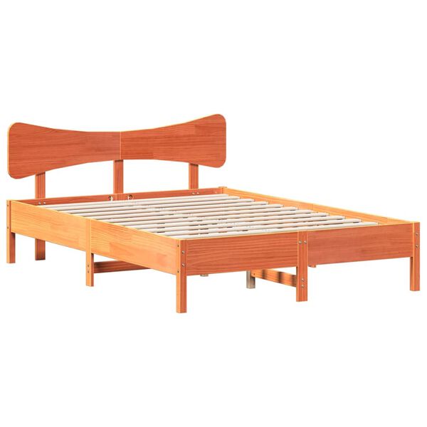 vidaXL Bed Frame without Mattress Wax Brown 150x200 cm King Size Solid Wood Pine