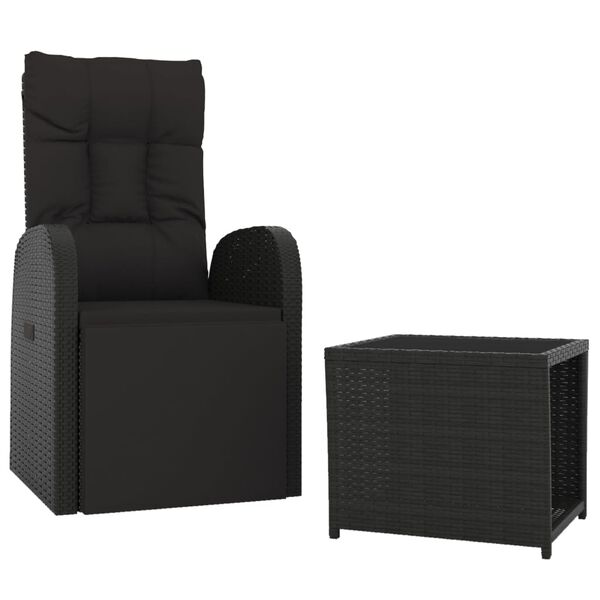 vidaXL 2 Piece Garden Lounge Set Black Poly Rattan&Steel