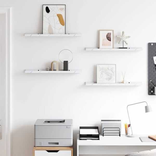 vidaXL Wall Shelf 4 pcs White Marble 60 x 9 x 3 cm Engineered Wood