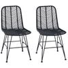 vidaXL Dining Chair 2 pcs Black 44 x 47 x 85 cm Rattan and Iron