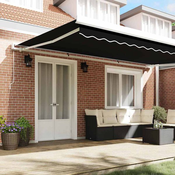 vidaXL Retractable Awning Black 500 x 300 cm Fabric and Metal
