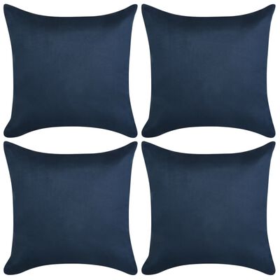 vidaXL Cushion Covers 4 pcs 80x80 cm Polyester Faux Suede Navy