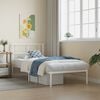 vidaXL Metal Bed Frame without Mattress with Headboard White 75x190cm