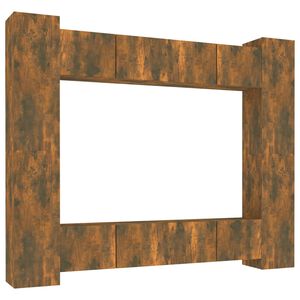 vidaXL 8 Piece TV Cabinet Set Smoked Oak Engineered Wood