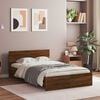 vidaXL Bed Frame with Headboard and LED Brown Oak 120x190 cm Small Double