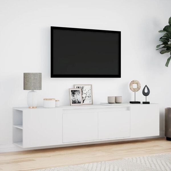 vidaXL TV Wall Cabinet with LED White 180x31x39.5 cm