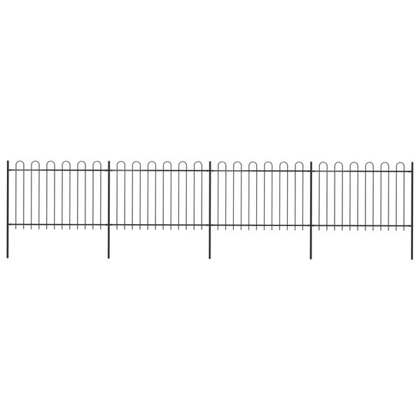 vidaXL Garden Fence with Hoop Top Steel 714.5x120 cm Black