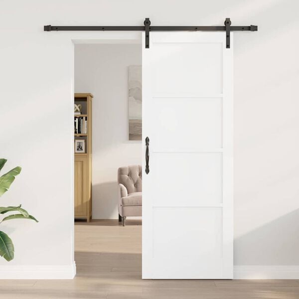 vidaXL Sliding Door White and Black 78 x 211 cm Solid Pine Wood