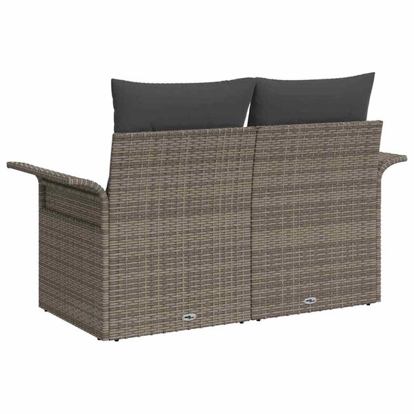 vidaXL Garden Sofa with Cushion Grey 141 x 62 x 69cm Poly Rattan