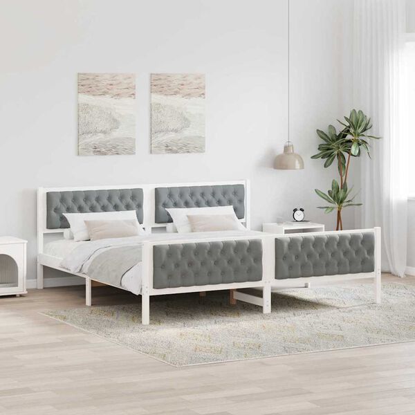 vidaXL Bed Frame Light Grey 200 x 200 cm Solid Pine Wood
