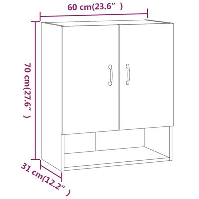 vidaXL Wall Cabinet Grey Sonoma 60x31x70 cm Engineered Wood