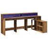 vidaXL Desk with LED Lights Old Wood 200x104x91 cm Engineered Wood