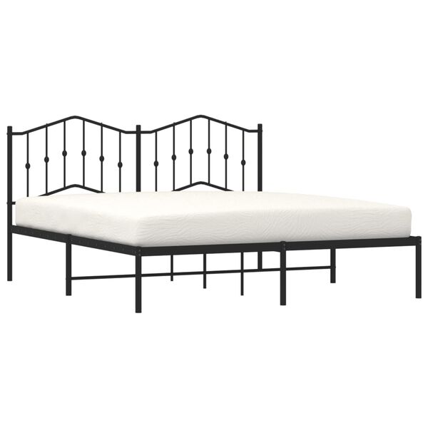 vidaXL Metal Bed Frame without Mattress with Headboard Black 160x200cm