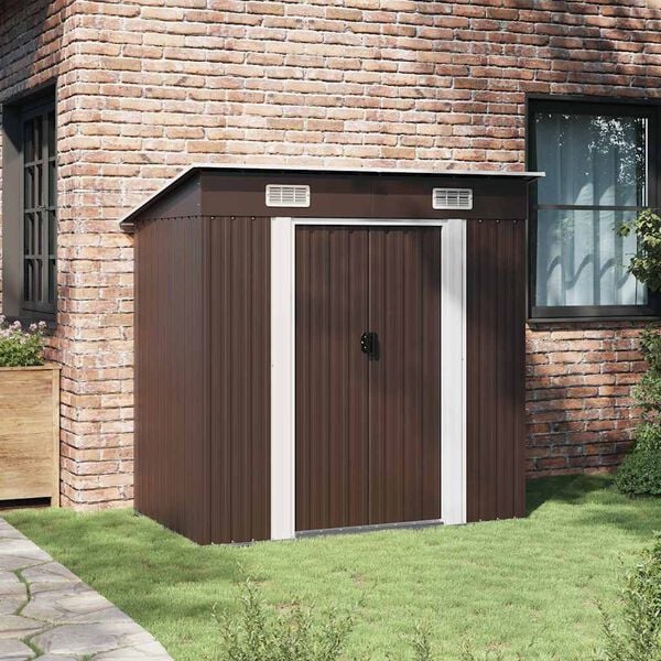 vidaXL Garden Storage Shed Brown 194x121x181 cm Steel