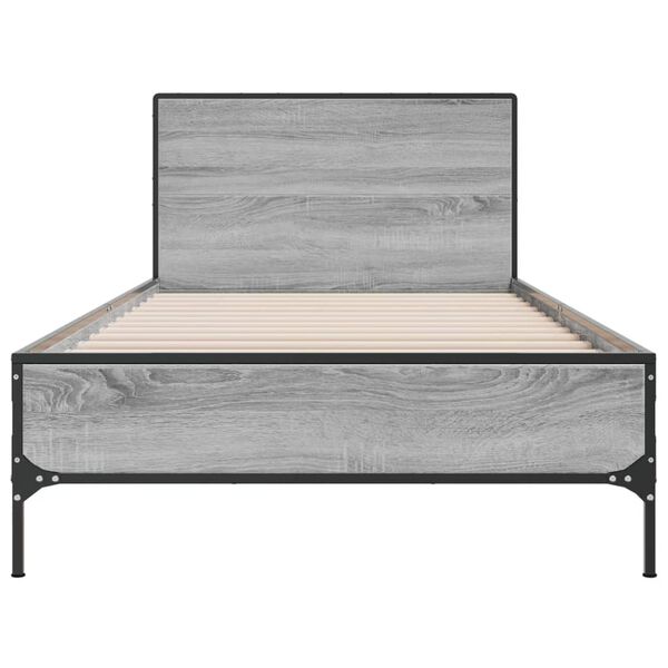 vidaXL Bed Frame without Mattress Grey Sonoma 90x190 cm Single