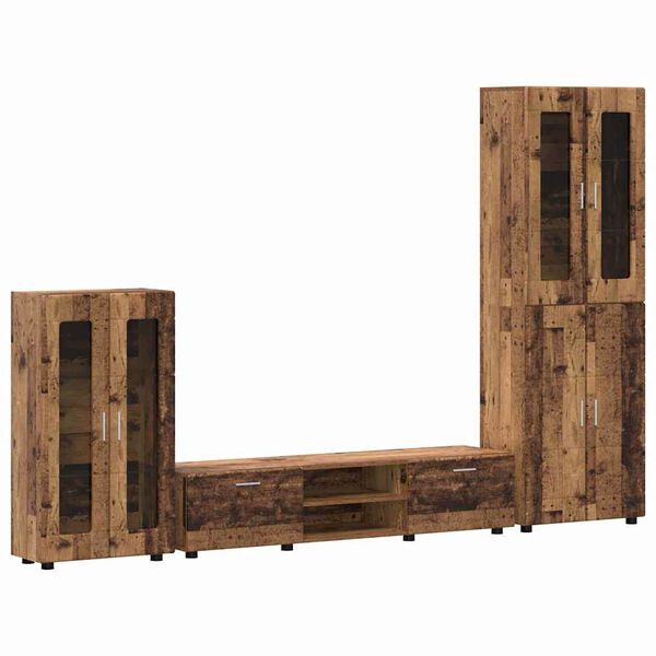 vidaXL TV Cabinet Set with Drawer FLORIN Old Wood Engineered Wood