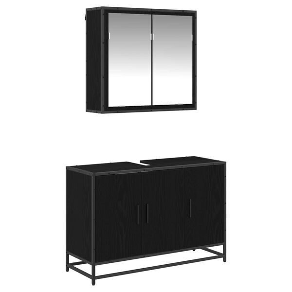 vidaXL Bathroom Furniture Set 2 pcs Black Oak Engineered Wood