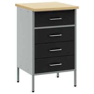 vidaXL Work Bench with Drawer Black and Grey 50 x 55 x 85 cm