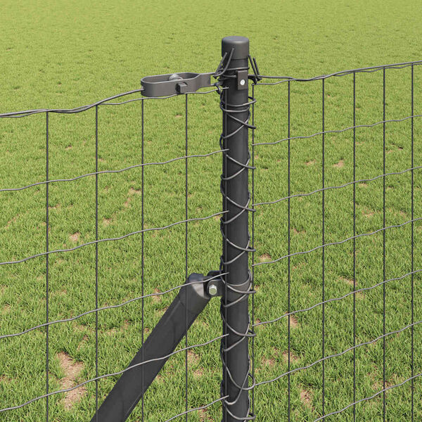 vidaXL Fence with Posts Grey 1 x 25 m Steel