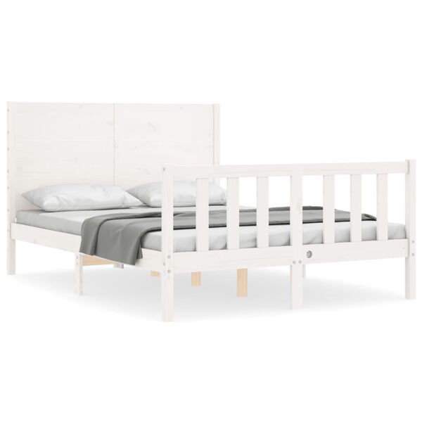 vidaXL Bed Frame without Mattress White 140x190 cm Solid Wood Pine